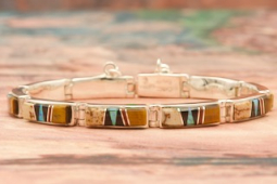 Calvin Begay Genuine Picture Jasper Sterling Silver Navajo Bracelet